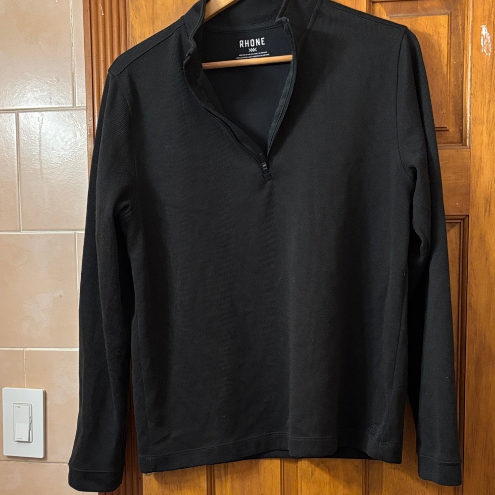 Rhone Jet Black Quarter-Zip Pullover